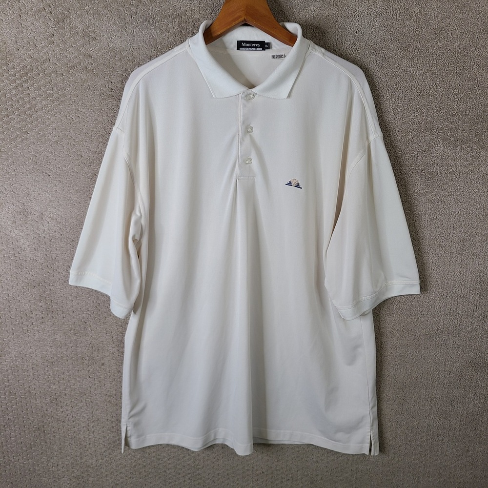 Vintage Monterey Club‎ Shirt Mens XL Cream Golf Polo Short Sleeve Performance